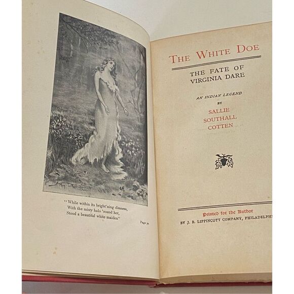 The White Doe The Fate of Virginia Dare Sallie Cotten 1901 Hardback SIGNED - Picture 7 of 12